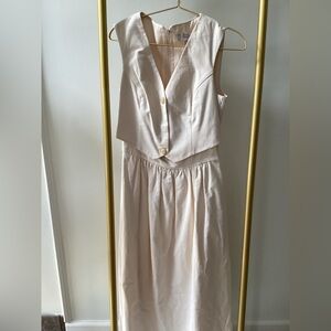 Sleeveless Cream Button-Front Midi Dress